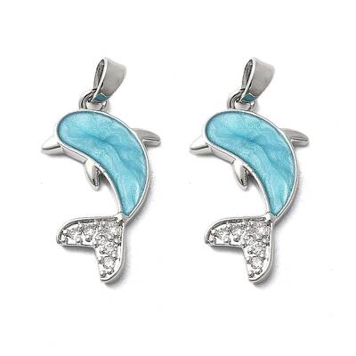 Brass Micro Pave Cubic Zirconia with Enamel Pendants