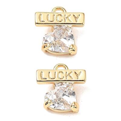 Brass Micro Pave Clear Cubic Zirconia Charm