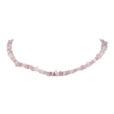 Natural Rose Quartz Chip Beaded Necklace