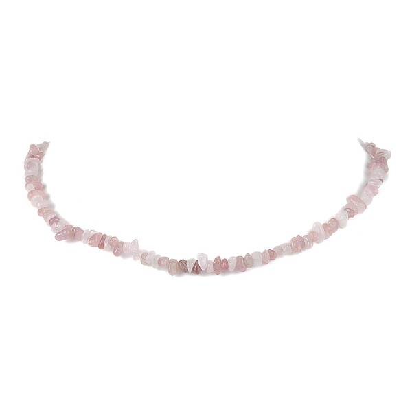 Natural Rose Quartz Chip Beaded Necklace