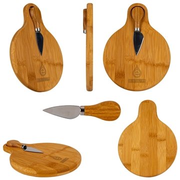 25 Promotional Small Bamboo Cutting Board with Cheese Knife - ...