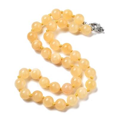 10mm Round Natural Yellow Jade Beaded Necklaces