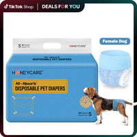 [B]HONEYCARE : Disposable Female Male Dog Diapers Wraps, Super Absorbent, Breathable, Wetness Indicator, Cute Suspenders Desi...
