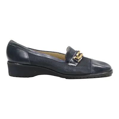 BALLY Ballet Shoes Blue Leather Womens UK 5