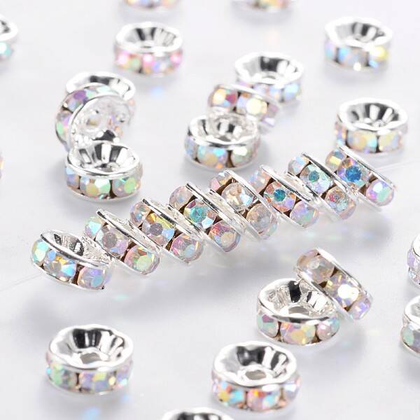 Brass Grade A Rhinestone Spacer Beads