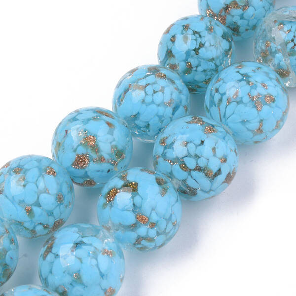 Handmade Gold Sand Lampwork Beads