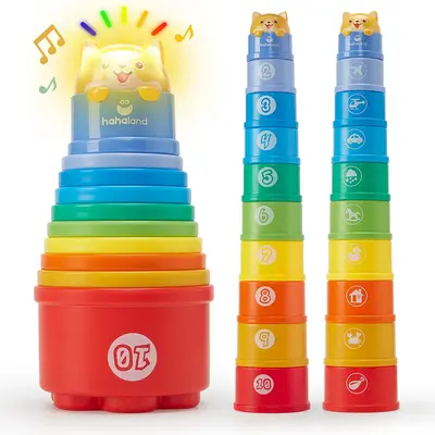 hahaland Stacking Toys for Toddlers 1-3 - Stacking Cups - Toddler Toy Age 1-2 Learning Montessori Toys for 1 Year Old Boy Bir...