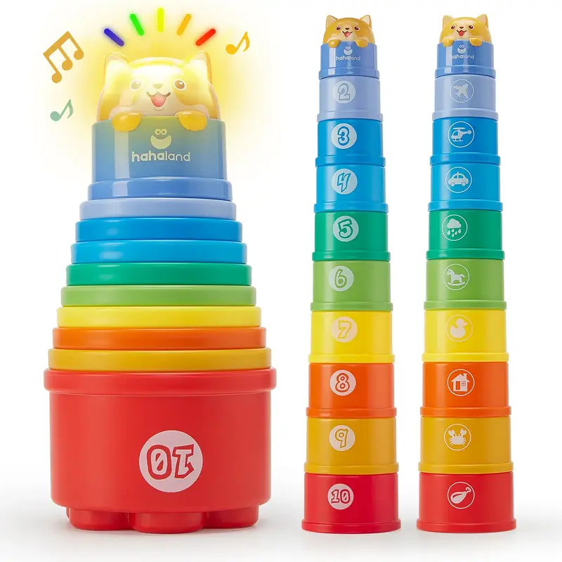 hahaland Stacking Toys for Toddlers 1-3 - Stacking Cups - Toddler Toy Age 1-2 Learning Montessori Toys for 1 Year Old Boy Bir...