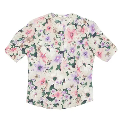 Womens Printed Blouse Beige Floral UK 12