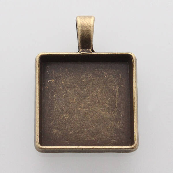 Square Alloy Pendant Cabochon Settings