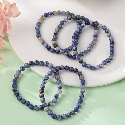 Natural Blue Spot Jasper Bead Stretch Bracelets