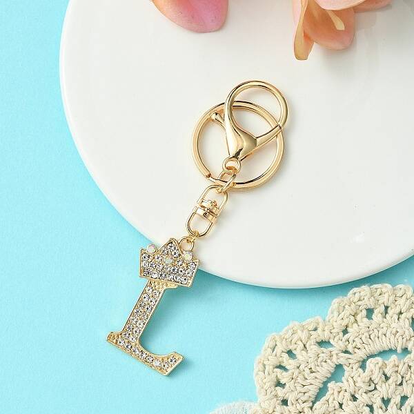 Golden Alloy Rhinestone Keychain