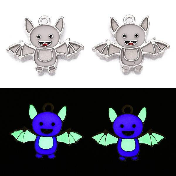 Halloween Theme Rack Plating Luminous Alloy Enamel Pendants