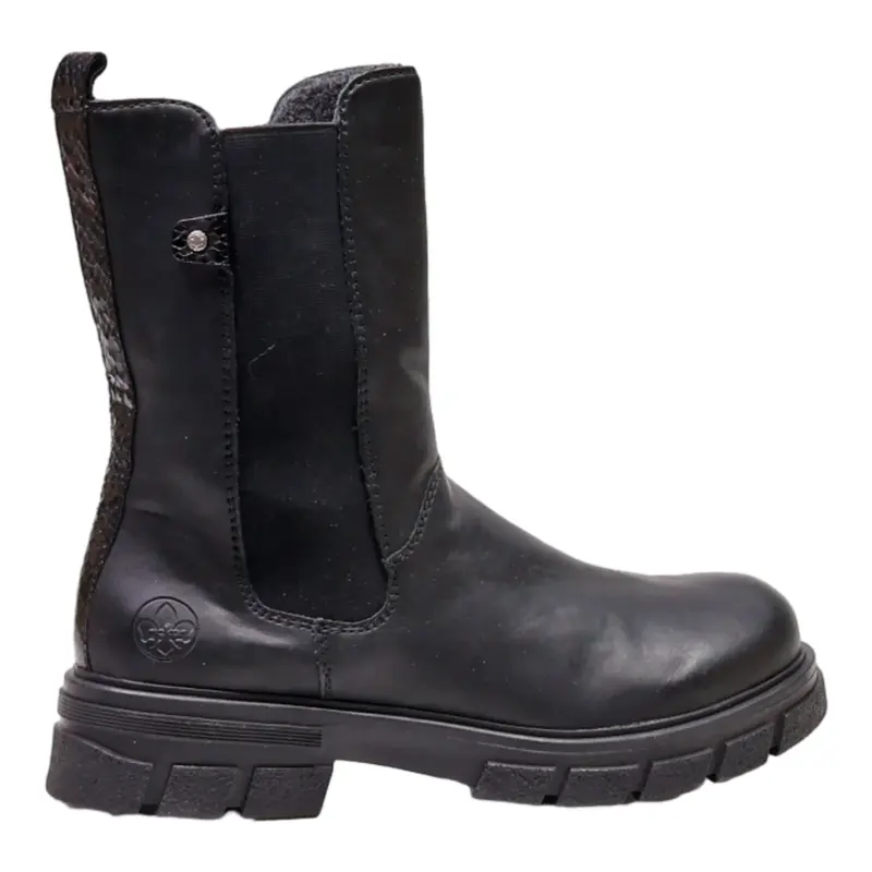 RIEKER Ankle Boots Black Leather Mens UK 7.5