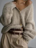 Women's Solid Button Front Cardigan, Casual Drop Shoulder Long Sleeve V Neck Cardigan for Fall & Winter, Elegant Classy To...
