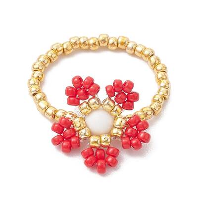 Round Seed Beads with Gemstone Beads Rings