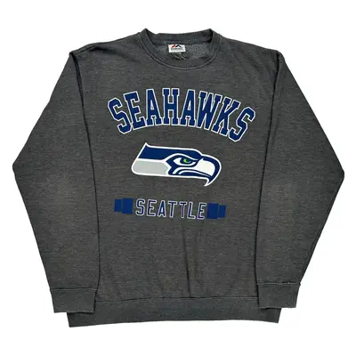 Seattle Seahawks Majestic Graphic Sweatshirt - 2XL Grey Cotton Blend