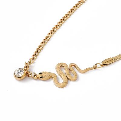 Crystal Rhinestone Pendant Necklace with 304 Stainless Steel Herringbone Chains