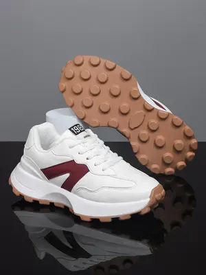 Girl's Fashionable Patchwork Design Lace Up Sneakers, Casual Comfortable Breathable Sports Running Shoes, All-match Basic Sho...