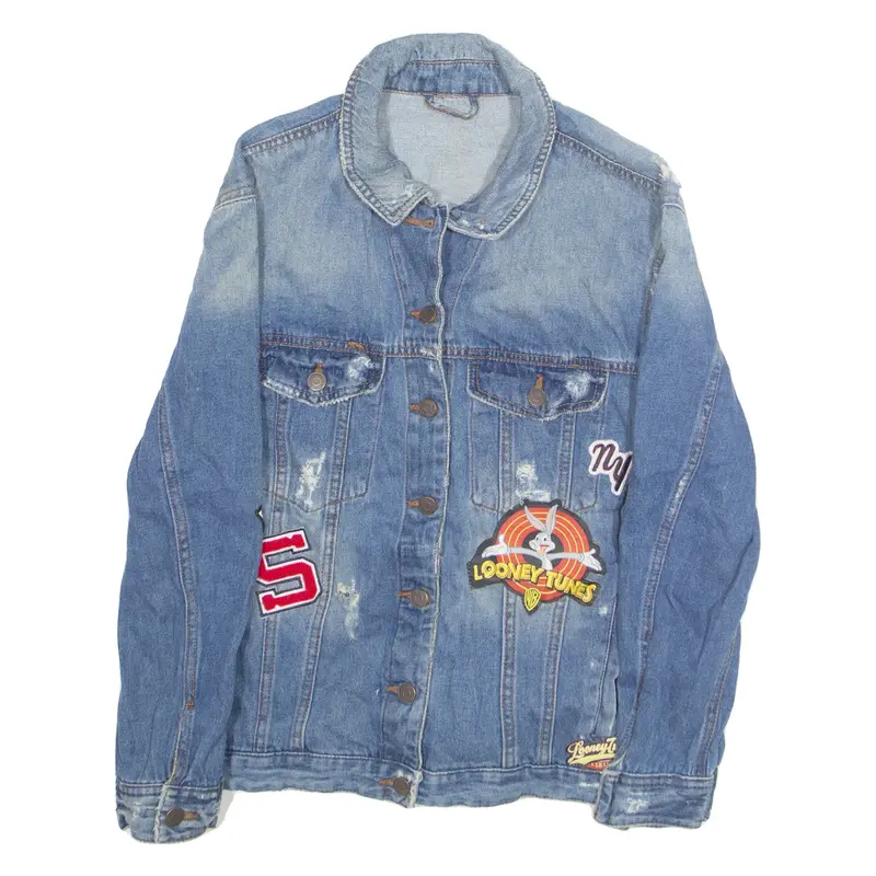 LOONEY TUNES Womens Denim Jacket Blue S