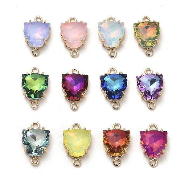 Brass Pave Glass Connector Charms