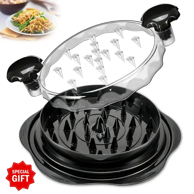 Chicken Shredder 8 Inches, Chicken Breast Shredder Tool, Cooked Meat Shredder With Clear Lid, Ergonomic Design, Auti-slip, Ea...