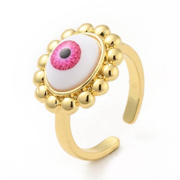 Acrylic Sun with Evil Eye Open Cuff Ring