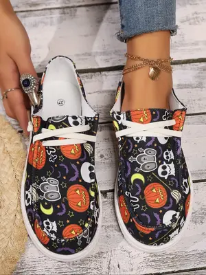 Women's Fashionable Cartoon Pattern Low Top Sneakers, Casual Comfortable Shoes for Gifts Daily Wear, Female All-match Round T...