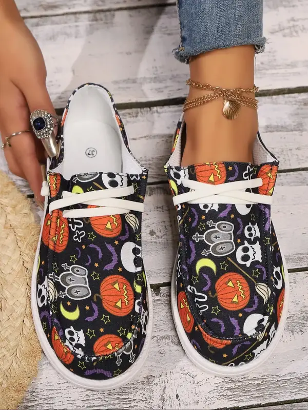 Women's Fashionable Cartoon Pattern Low Top Sneakers, Casual Comfortable Shoes for Gifts Daily Wear, Female All-match Round T...