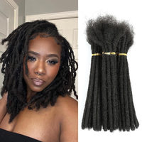 MXIRE 0.8 cm Real Human Hair Dreadlock Extensions 4-12 inch 30 Strands Full Handmade Permanent Locs Soft Natural Loc Extensio...