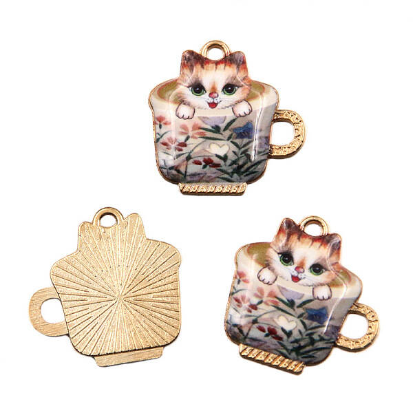 Light Gold Plated Alloy Enamel Pendants
