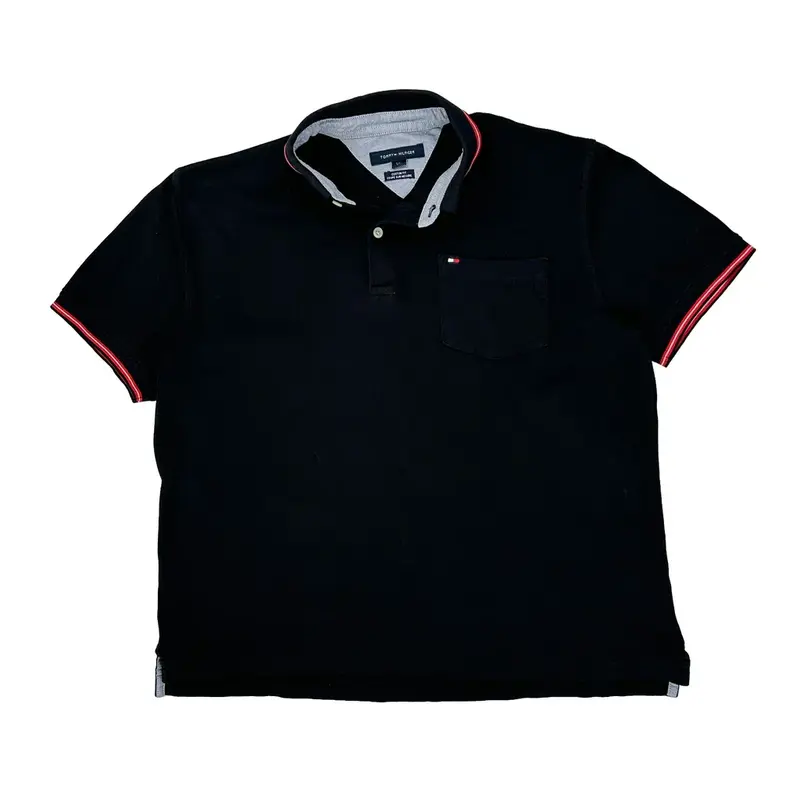 Tommy Hilfiger Polo Shirt - Large Black Cotton