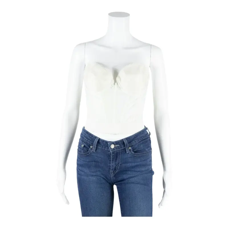ARLAURET BY ELE SUE Y2K Top Cream V-Neck Nylon Sleeveless Womens S