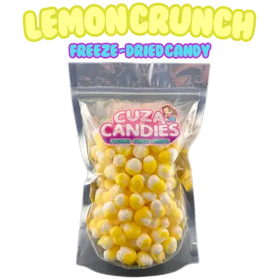 Cuza Candies - Freeze Dried Lemon Crunch Candy Sweet Snack Bite Sugar Bonbon Flavor crystals Fruity Rainbow Sour