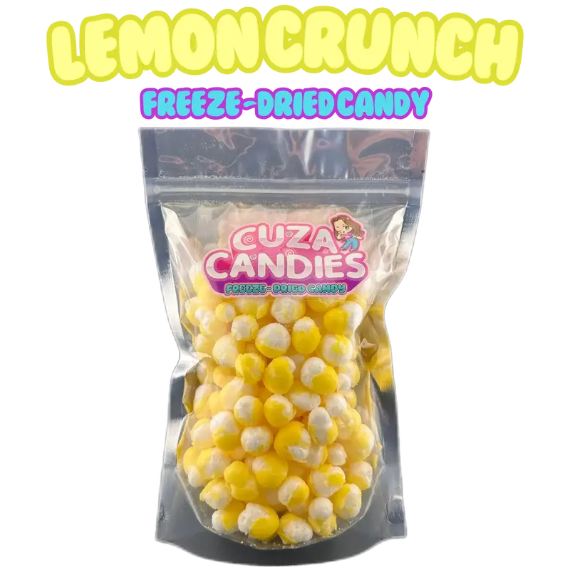Cuza Candies - Freeze Dried Lemon Crunch Candy Sweet Snack Bite Sugar Bonbon Flavor crystals Fruity Rainbow Sour