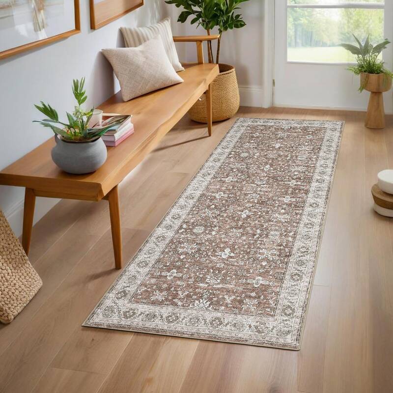 Garvee Washable Area Rugs Non-Slip Vintage Distress for Living Room Bedroom Dining Room Nursery Office Neutral Oriental Thin ...
