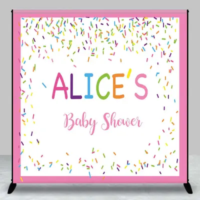Colorful Candy Pink Custom Name Baby Shower Backdrop - Aperturee