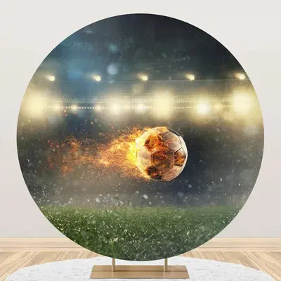 Rainy Burning Football Field Round Birthday Backdrop - Aperturee