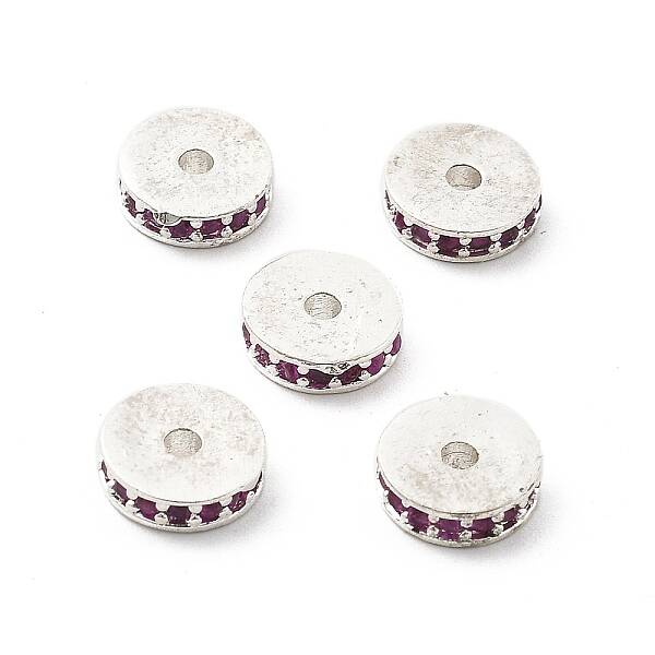 Brass Micro Pave Cubic Zirconia Beads