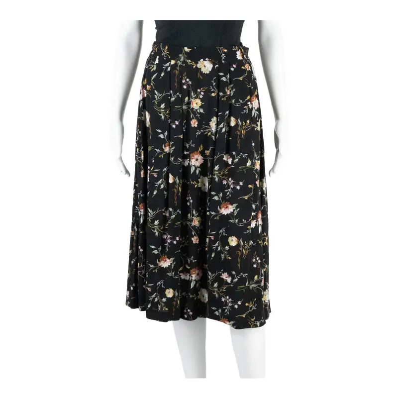 SAG HARBOR Knee Length Straight Skirt Black Floral Womens M