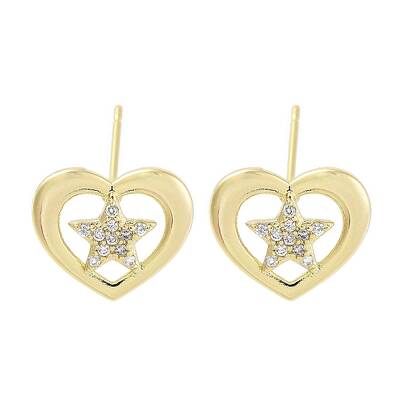 Brass Micro Pave Clear Cubic Zirconia Studs Earring for Women