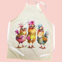 Chicken & Flowers Pattern Novelty Cooking Aprons, 1 Count Adult Size Sleeveless Kitchen Apron for Home Cooking & Cleaning, Ho...