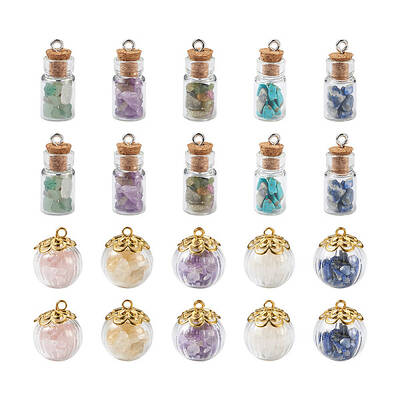 40Pcs 2 Style Glass Bottle Pendants
