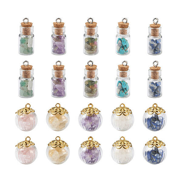 40Pcs 2 Style Glass Bottle Pendants