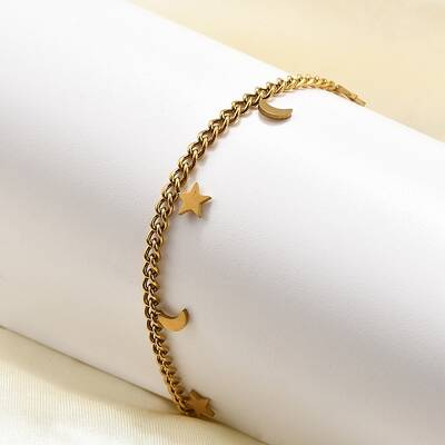 304 Stainless Steel Moon & Star Charm Bracelets