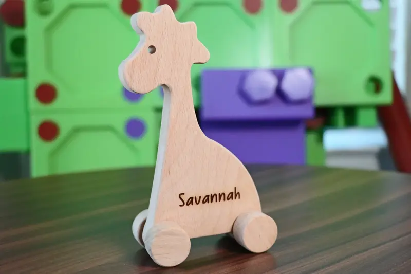 Wooden Toy Car - Giraffe - Personalized - Handmade Montessori Toy