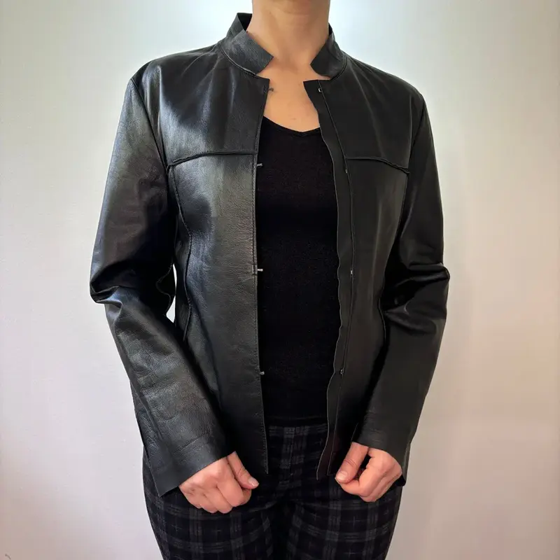 Monks Leather Jacket - Medium Black Leather