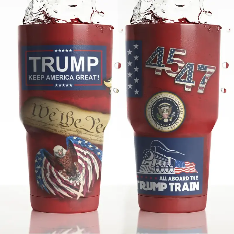 American Flag Insulated Tumbler 2024, 45 47 Stainless Steel 30 Oz Tumbler, 47th President Coffee Cup For Inauguration Day 202...