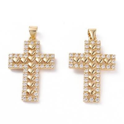 Brass Micro Pave Clear Cubic Zirconia Pendants