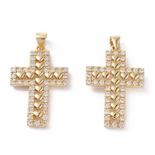 Brass Micro Pave Clear Cubic Zirconia Pendants